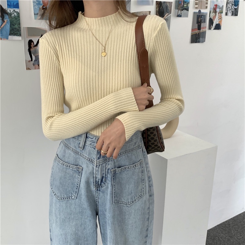 XIAOZHAINV Sweater Knit Wanita Korean Style Lengan Panjang 8A42