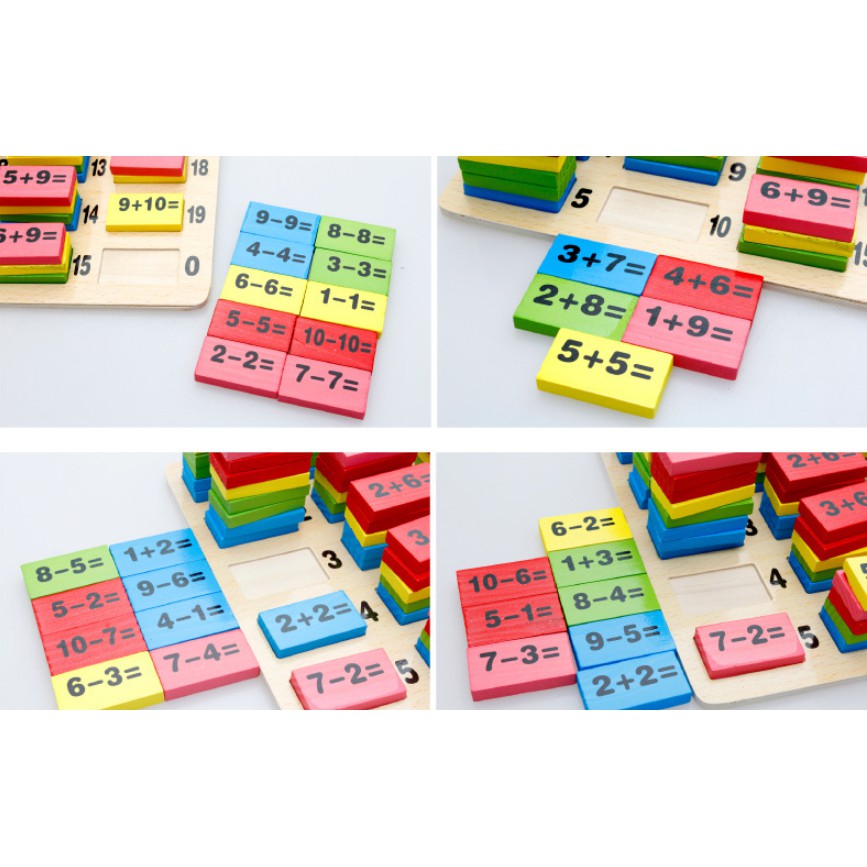 Mainan Edukasi Kayu MATEMATIKA / Puzzle Kayu Anak Belajar Berhitung / Building Blocks DOMINO Edukasi