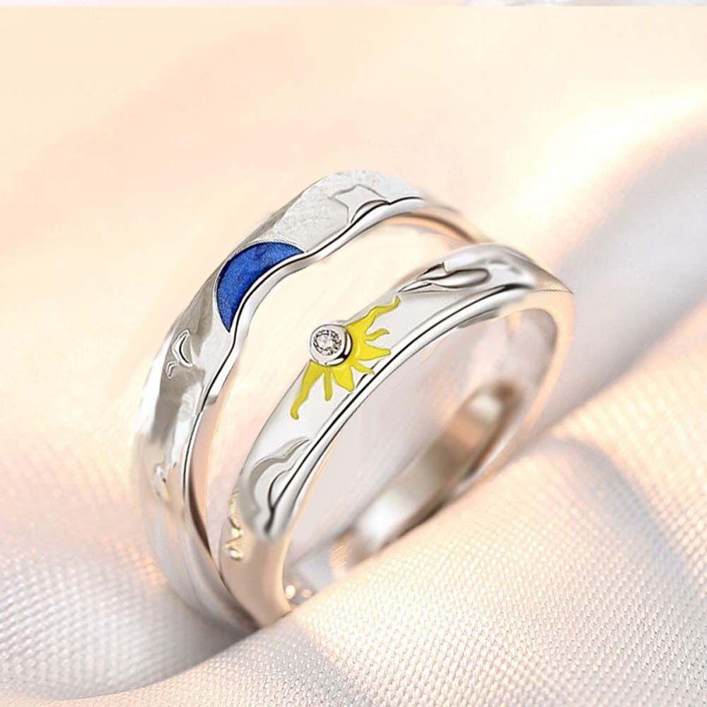 Mxbeauty Cincin Pasangan Romantis Sederhana Wanita Cincin Berlian Tembaga Matahari Gaya Korea Ring