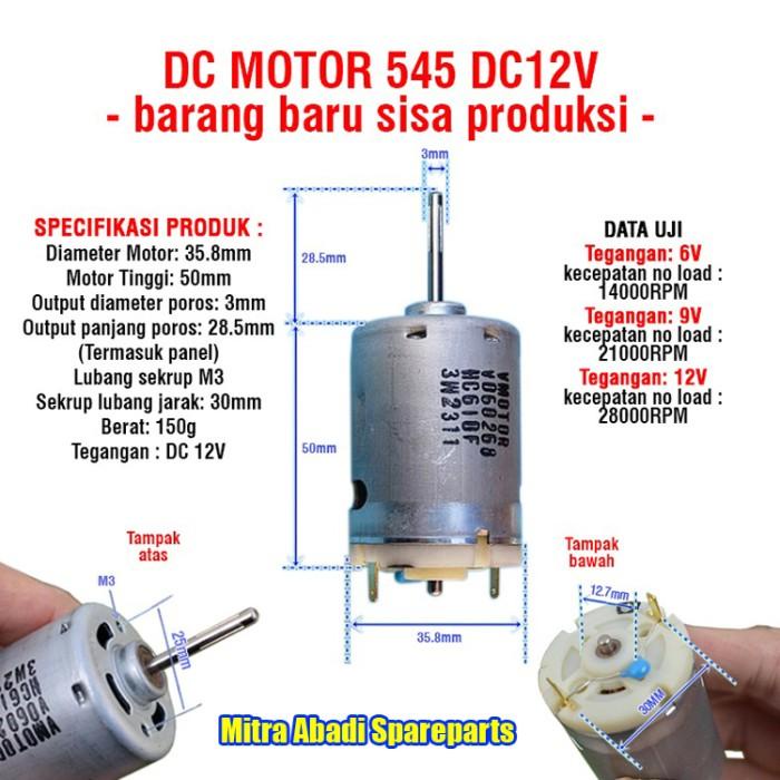 DC Motor Dinamo Fan 545 DC 12V Axis As 3mm As Panjang