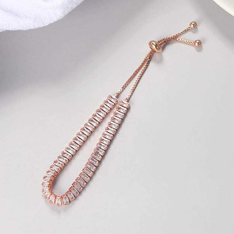 Gelang Rantai Adjustable Hias Kristal Berlian Warna Hitam Untuk Wanita