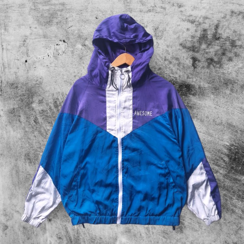 jaket vintage colorblock second