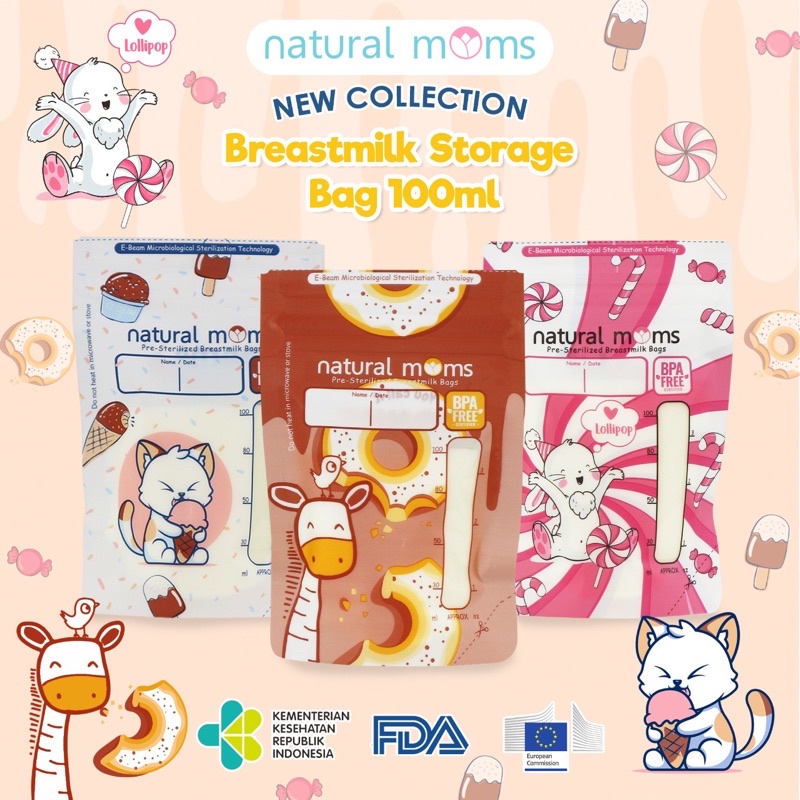 NATURAL MOMS Kantong Asi 100 / 120 / 150 ML isi 30 pcs Breastmilk Storage Bags Thermal Sensor