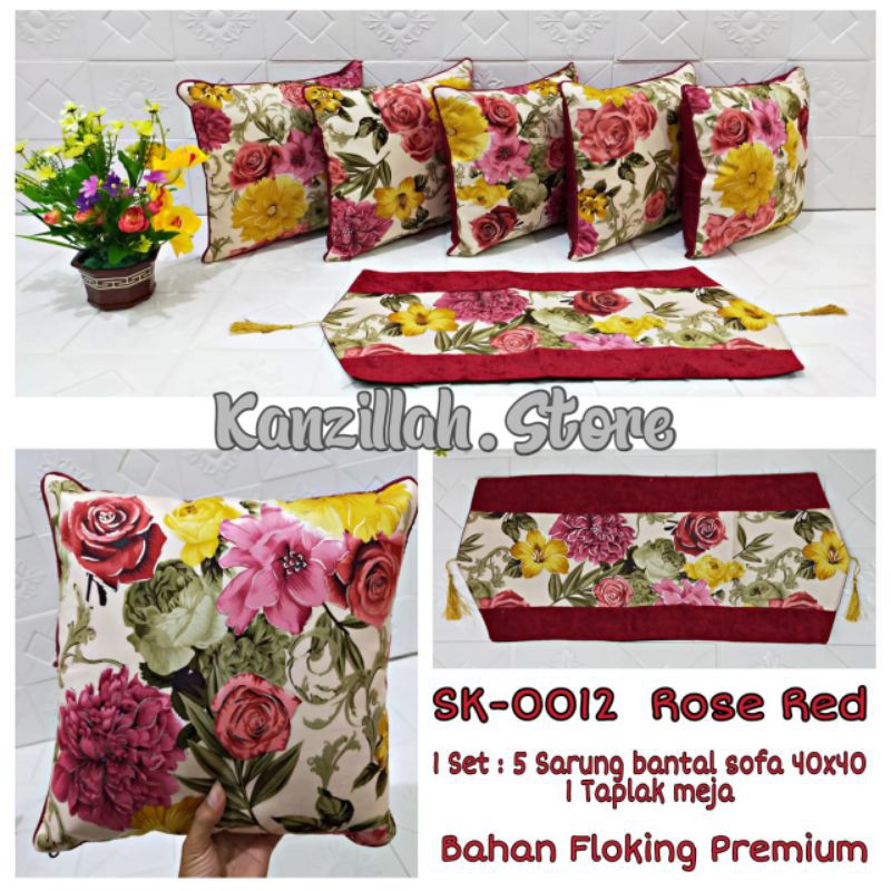 Sarung Kursi Sofa BANTAL MOTIF BUNGA MERAH BANTAL ROSE RED cover sofa bed sarung waterproof elastic 