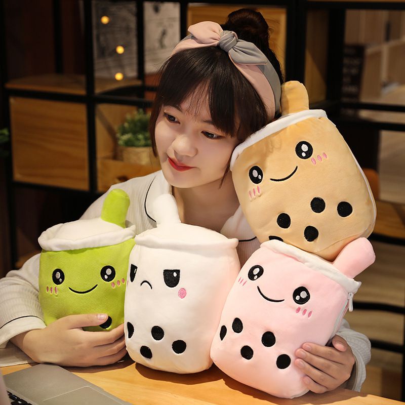 Mainan Boneka Stuffed Plush Boba Bubble Tea / Susu Dapat Dibalik