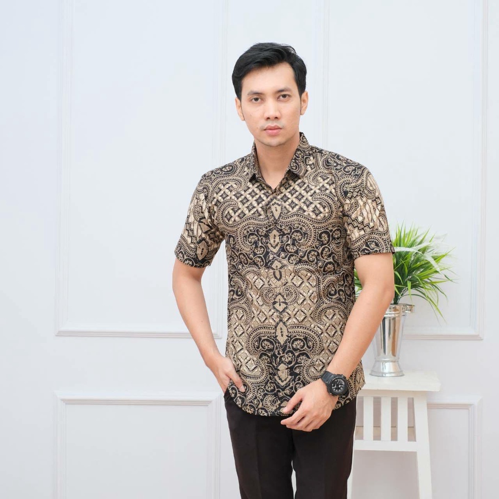 Batik SLIM FIT PRABUSENO pria lengan PENDEK PANJANG SLIMFIT FURING modern PREMIUM ORIGINAL