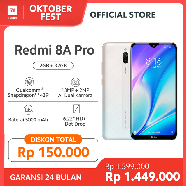 Redmi 8A Pro (2GB+32GB) Snapdragon 439 13+2MP AI Dual