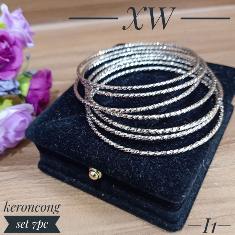 Gelang keroncong set 7pc silver G06015