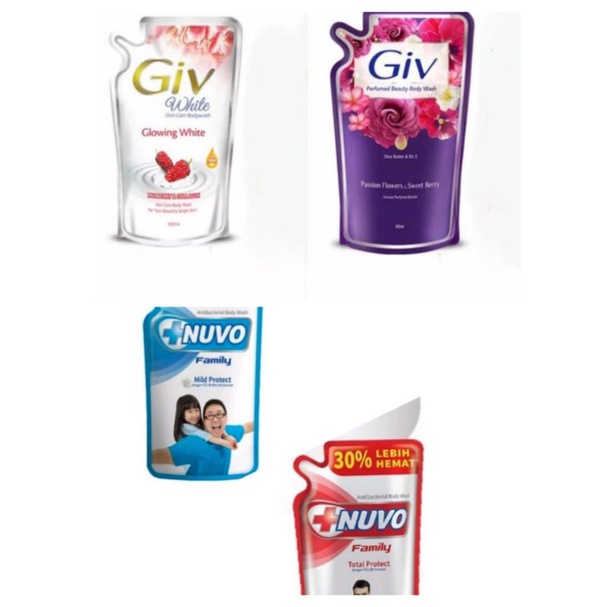 Sabun Mandi Cair Giv 900ml, Bodywash Giv 825ml,  Sabun mandi Nuvo 825ml