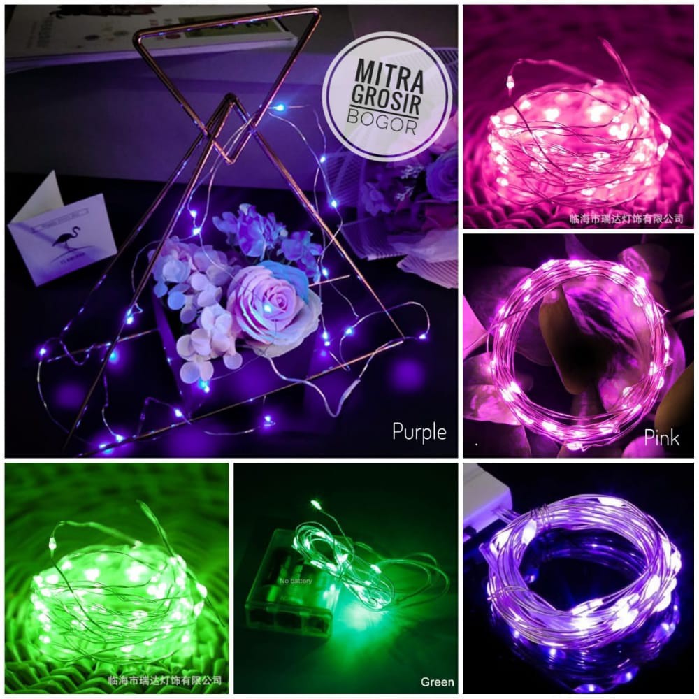 Lampu KAWAT FAIRY LIGHT 1 / 2 / 3 / 5 / 10 Meter WATERPROOF Lampu LED Tumblr Hias Dekorasi Percantik Bunga Rose Beauty Cooper Baterai