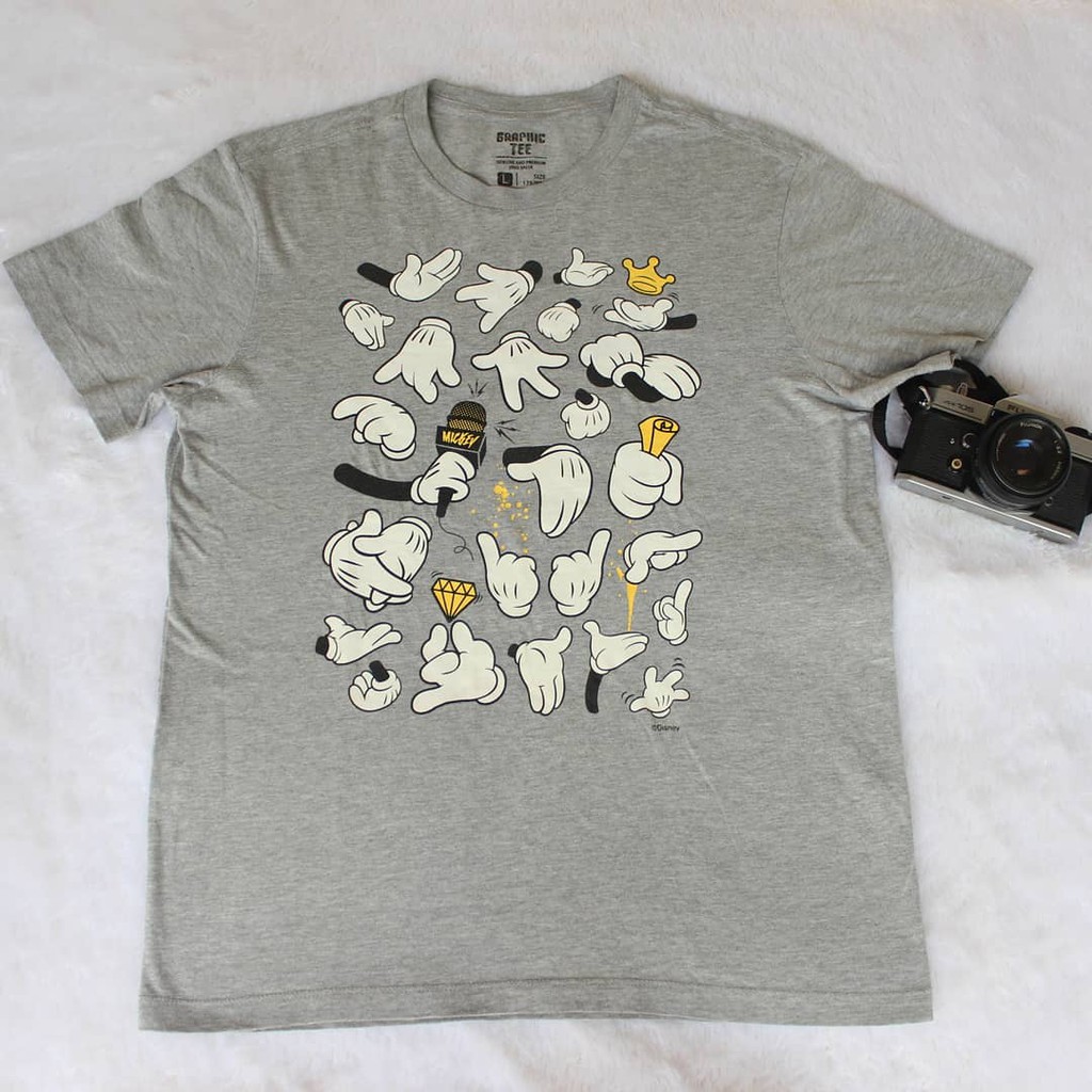 Men - T Shirt Graphic Tee Spao Mickey Grey