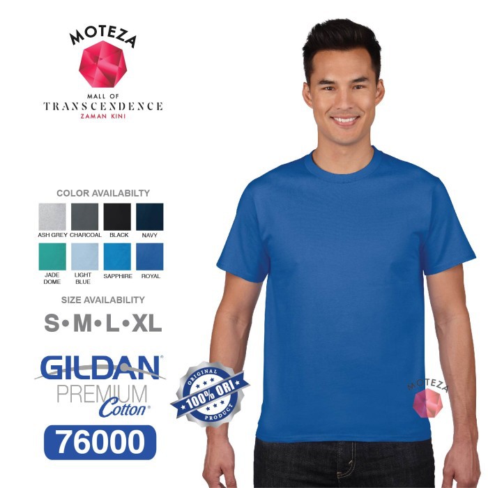 Moteza Kaos Polos Combed 24s - GILDAN Premium Cotton 76000 - WARNA (Cool)