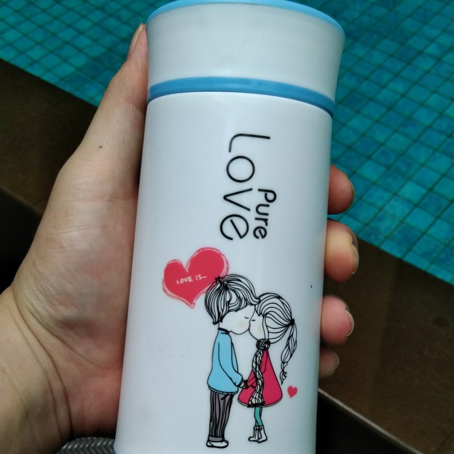 BOTOL AIR MINUM PURE LOVE KARTUN CANTIK VIRAL 450ML TERMURAH