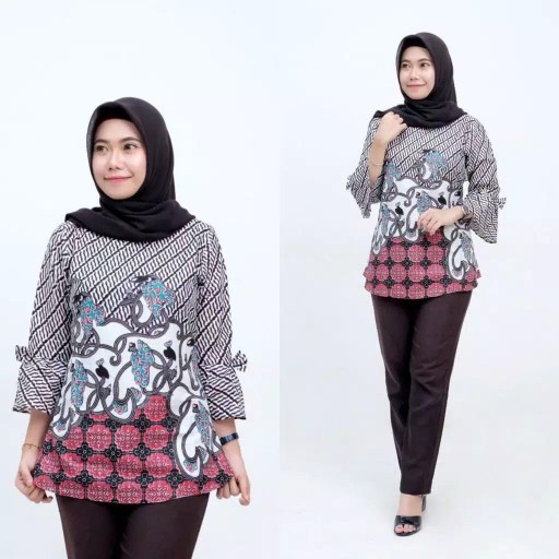 Atasan Wanita Modern Tunik Batik Cantik M Sampai Jumbo