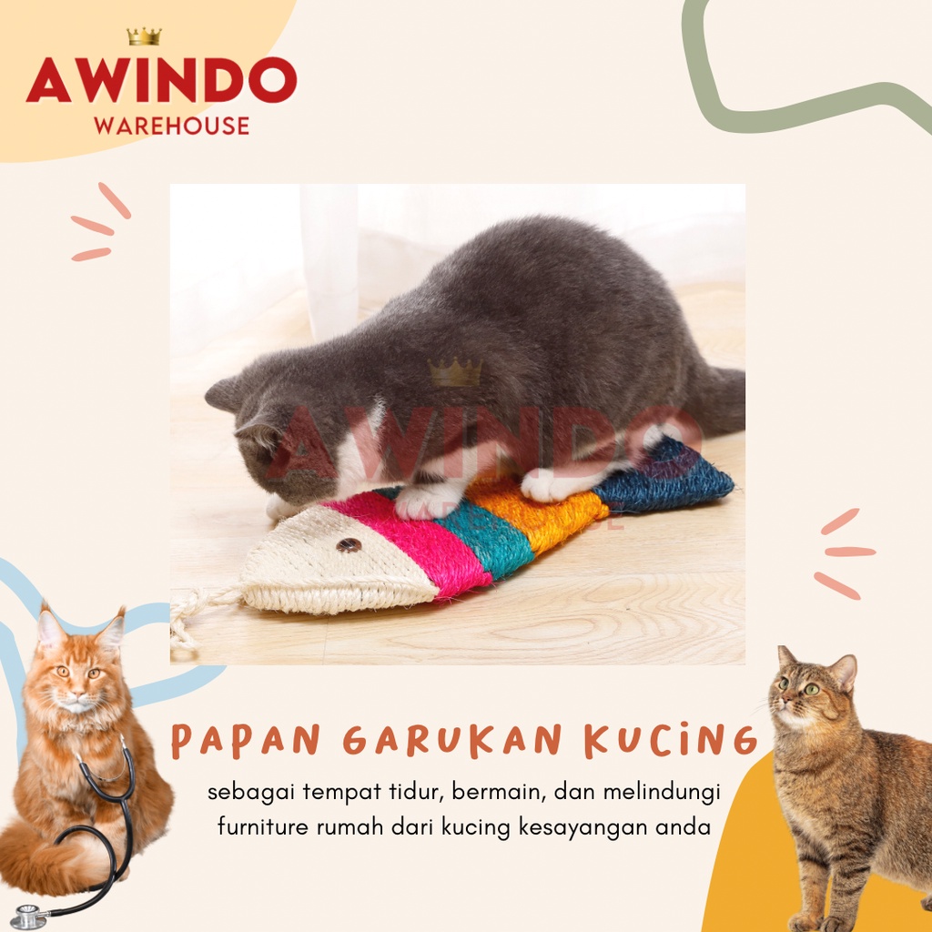 PAPAN GARUKAN KUCING 02 - Mainan Papan Garuk Cakar Kucing Kitten Scratch Cat Bentuk Ikan