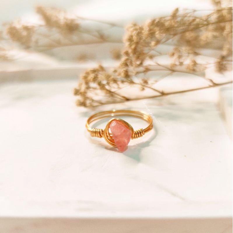 Gemstone ring • natural cherry quartz stone ring