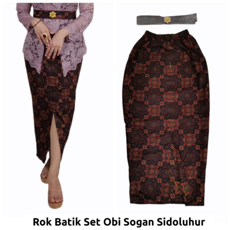 Rok Span Panjang / Kamen / Bawahan Kebaya Batik Katun Set Obi Aneka Motif