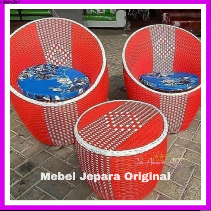 Kursi Teras Tamu 2+1 Bahan Rotan Sintetis Murah