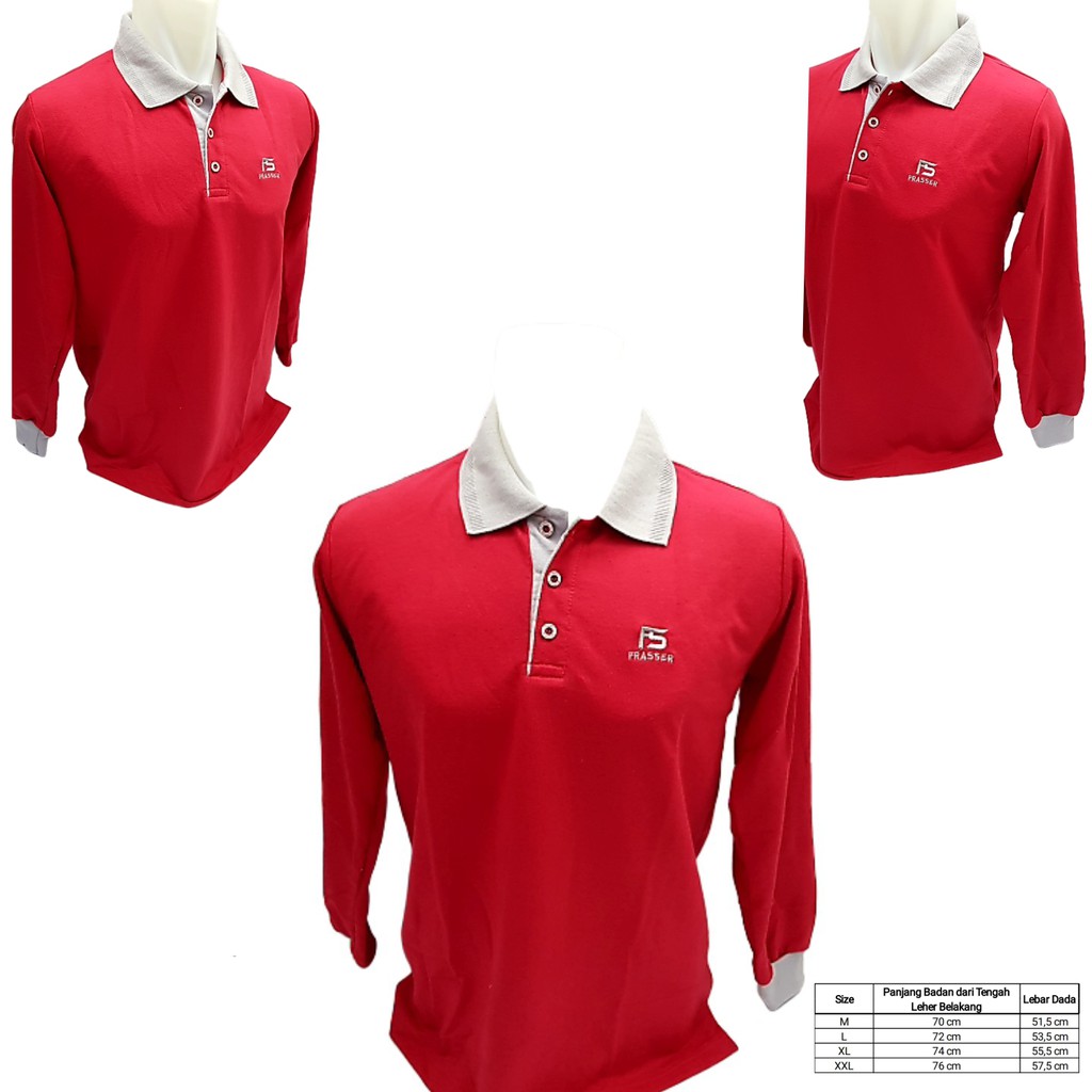 kaos katun bebyterry panjang olahraga frasser merah zf