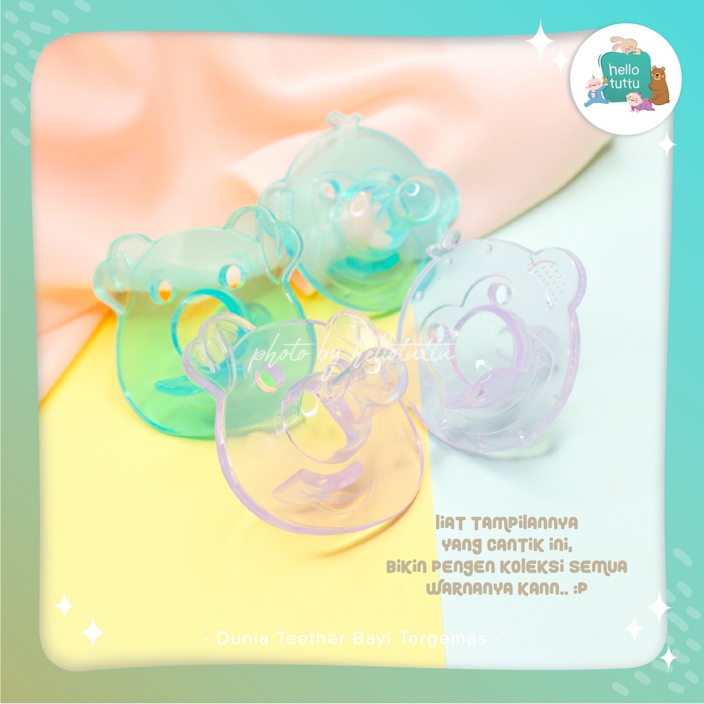 ONLY Empeng Bayi Clear Transparant / Hellotuttu / BPA Free, Tidak Bau atau Luntur/Gigitan, Dot Bayi-6