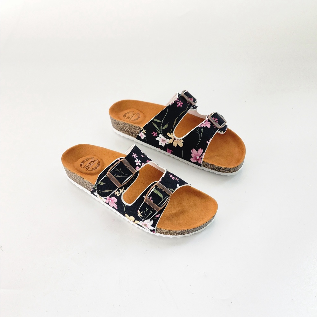 ARLAINE ORCHID Sandal Casual Wanita / Sandal Puyuh / Sandal Birken Motif Bunga BM.02