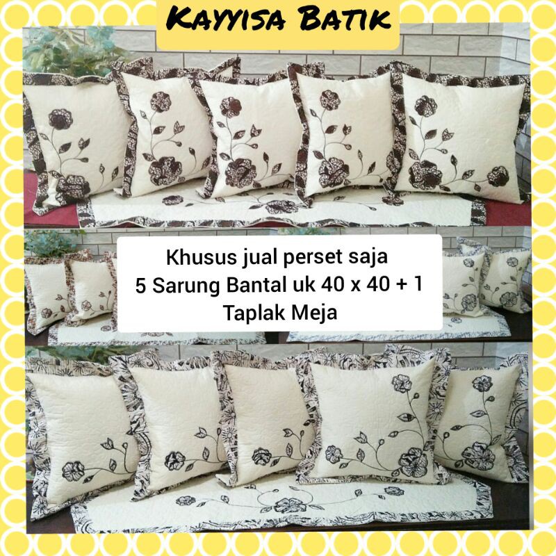 SARUNG BANTAL KURSI SET BATIK PUTIH ISI 5 SBK + 1 TAPLAK MEJA | Cushion Cover Home living Boho decor