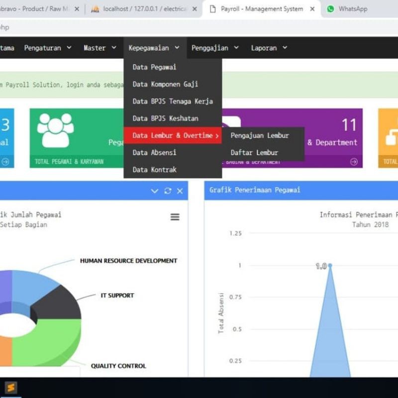 Aplikasi web Penggajian payroll versi advanced ultimate dg bpjstk pph21 bpjskes