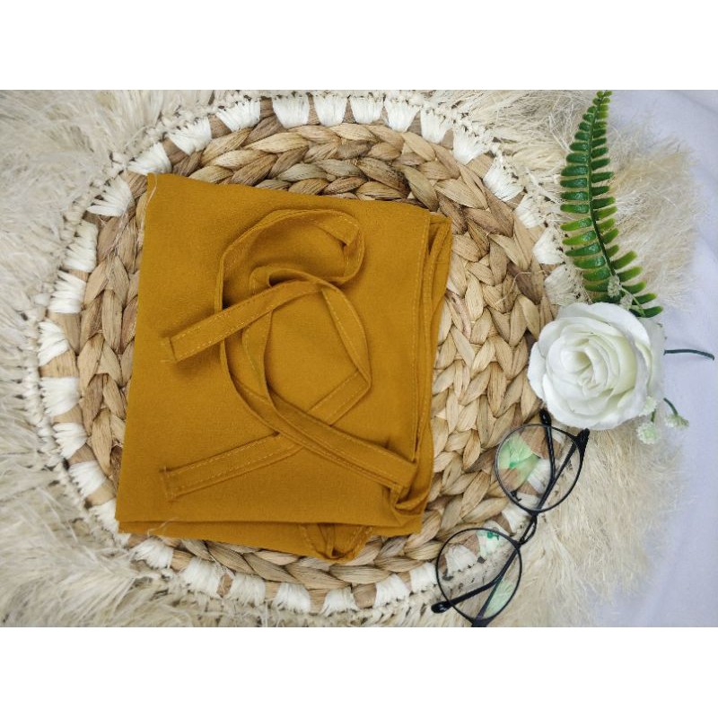 KHIMAR AZKIA SIMPLE TALI INSTAN/BERGO DIAMOND-Azkia mustard