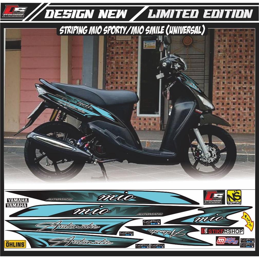 STRIPING VARIASI MIO SMILE/MIO SPORTY RACING/STRIPING MIO VARIASI WARNA BIRU TOSKA LIS HITAM