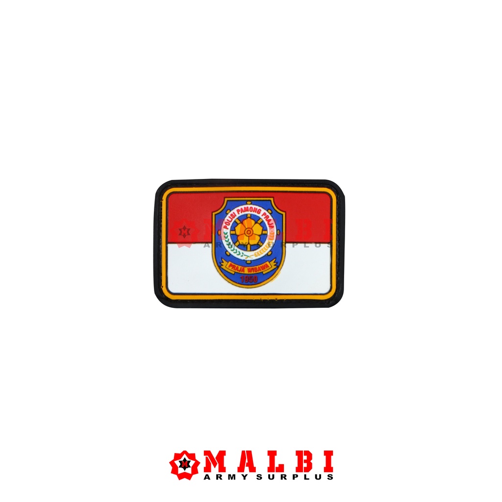 Patch Rubber Velcro Satpol PP Merah Putih