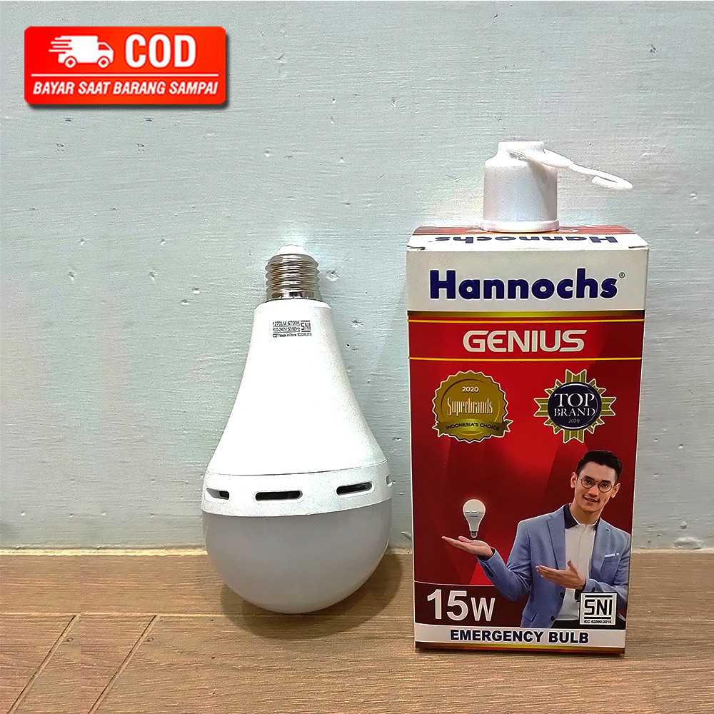 HANNOCHS LAMPU LED GENIUS EMERGENCY AC DC 6W 8W 10W 12W 15W PUTIH