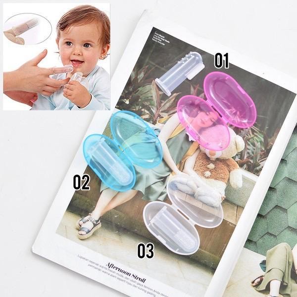 TokoPapin sikat gigi bayi ada kemasan sikat lidah gusi bayi finger toothbrush aman bahan silikon silicone anak bayi