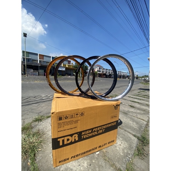 Velg tdr w shape set 160/185 set ring 17 black hitam & Grey/titanium