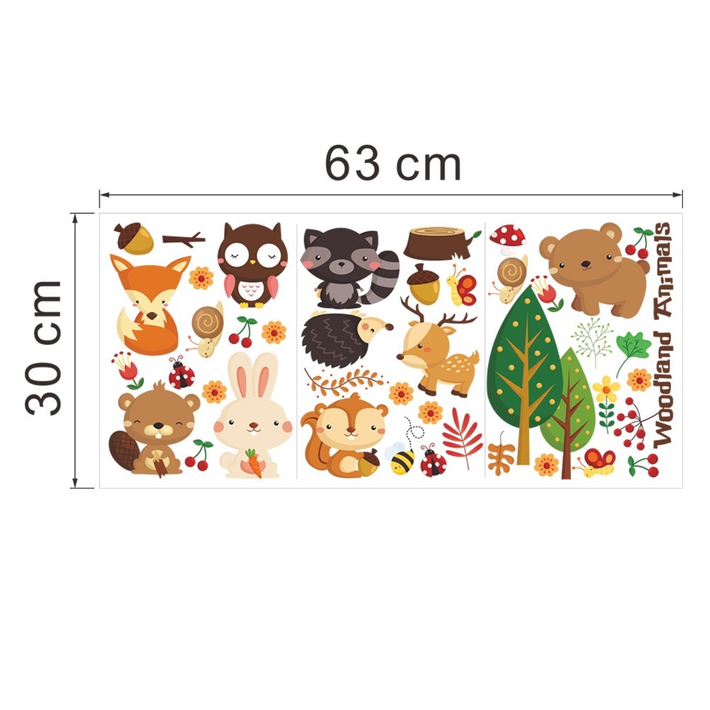 30x63cm 1pc Creative Waterproof Cute Cartoon Animal Pvc Wall Stickers for Kids Room Bedroom Kitchen Decoration