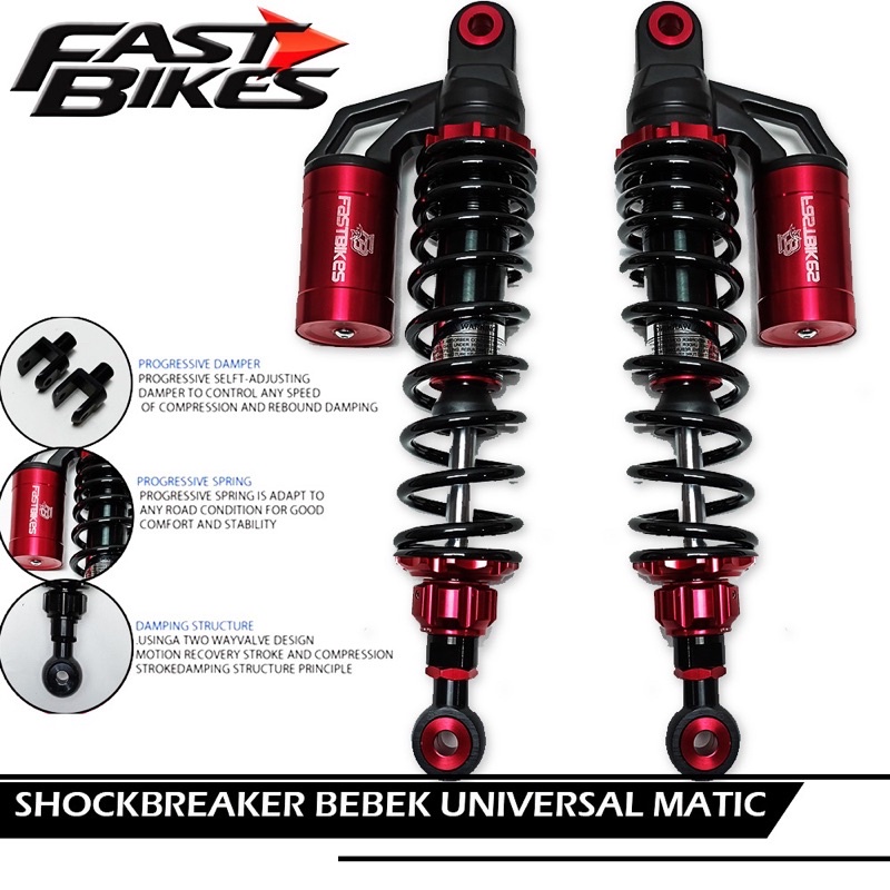 SHOCKBREAKER TABUNG ATAS BELAKANG MODEL RCB BY FASTBIKES UNIVERSAL UNTUK MOTOR MEGA PRO ,REVO,MXKING,JUPITER,RXKING,SUPRA,FIT,JUPITER,Z,RX,KING,VEGA,ZR,NMAX,PCX,ADV,XMAX,PCX 160, SHOCK SOK TABUNG ATAS SUPENSI KLICK BEBEK MOGE MATIC 320 340 AEROX FREE RING