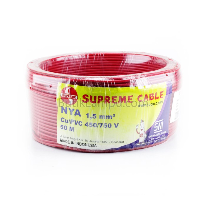 Kabel Roll - Kabel Listrik Tunggal 1.5Mm Supreme Nya Merah (Roll 50M)