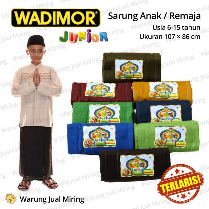 Sarung Tenun Wadimor Anak Polos Warna Non TumpalUntuk anak SD - SMPPanjang: 107 cm, Lebar: