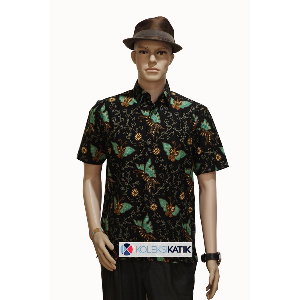 Hem Batik Motif Kupu Kupu Klasik - Hijau Tosca