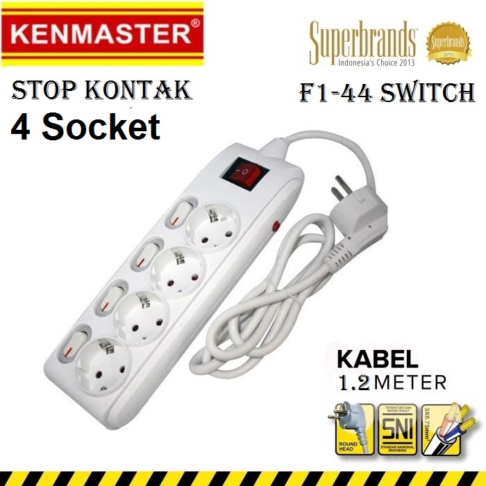 Stop Kontak Kenmaster Colokan Listrik 4 lubang 4 switch F1-44