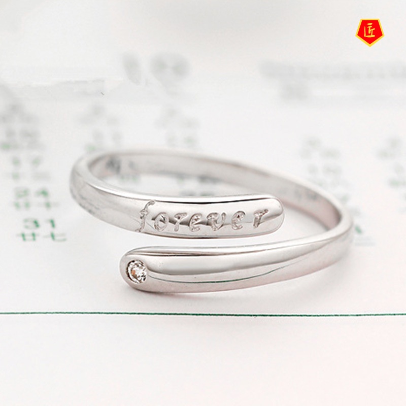 [Ready Stock]Fashion Simple Silver Forever Letter Ring