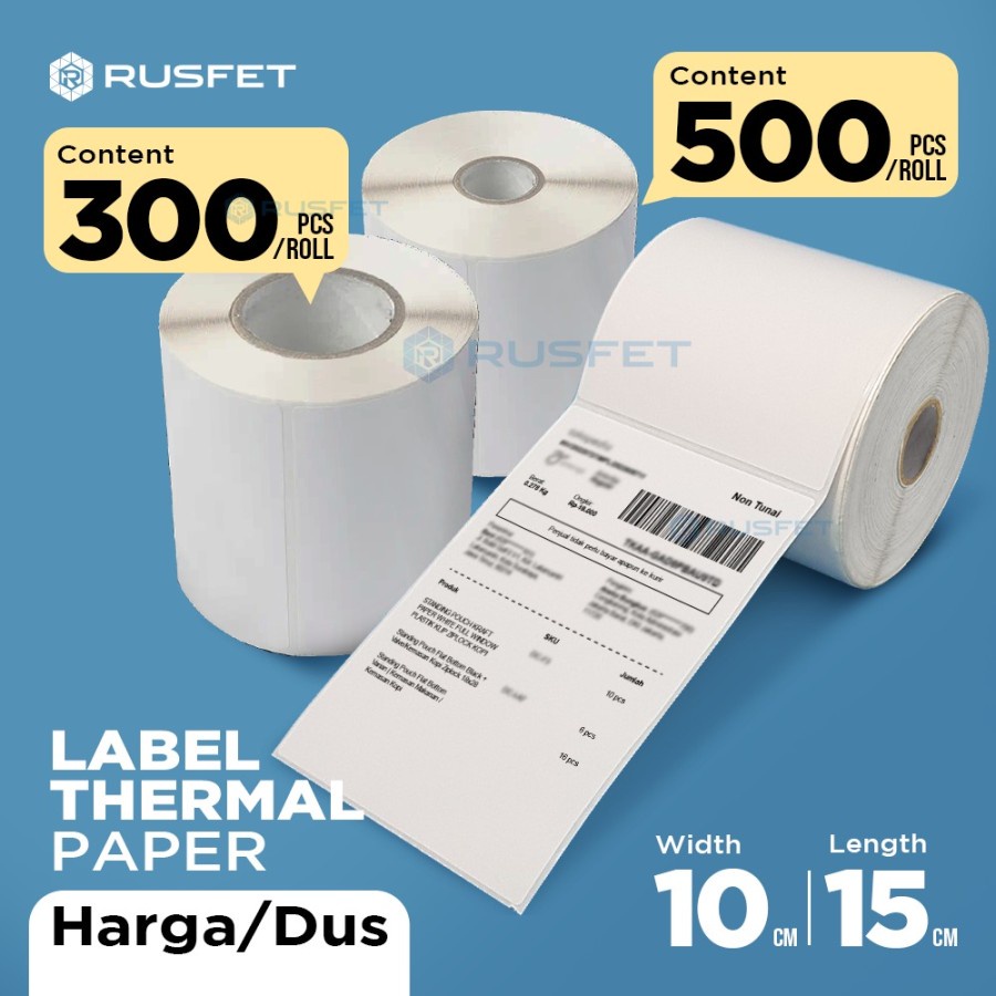 

Stiker Thermal Label Barcode/Label Resi Thermal 100 x 150mm Per Dus