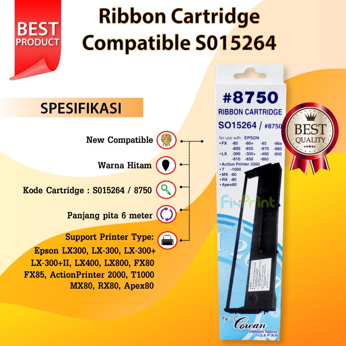 Ribbon Cartridge Compatible Epson LX300 LX-300 LX300+ LX-300+II LX800 FX80 FX85 Action Printer 2000