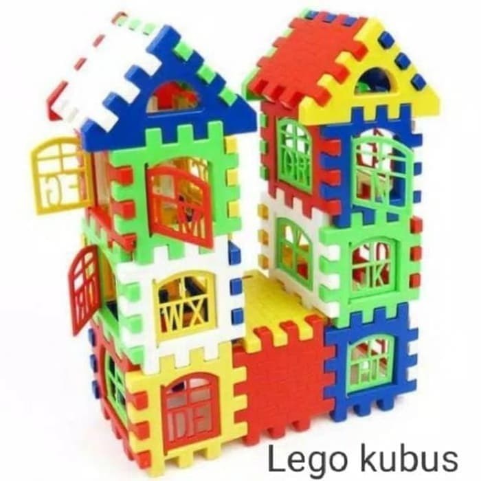 Mainan Funny block Building block susun bentuk rumah