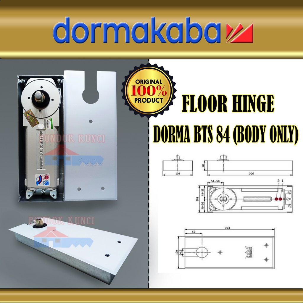 Floor Hinge Dorma BTS 84 / Engsel Tanam Droma BTS 84 Floorhinge Dorma Original Komplit Stang