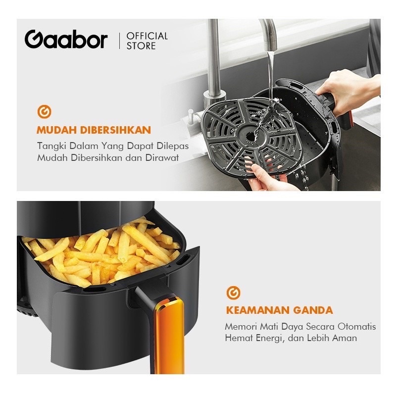 NEW Gaabor mini AF20M-YE01A Air Fryer Kecil Low Watt Mesin Penggorengan Tanpa Minyak Kapasitas 2L Sehat dan Mudah Dibersihkan Tahan Panas