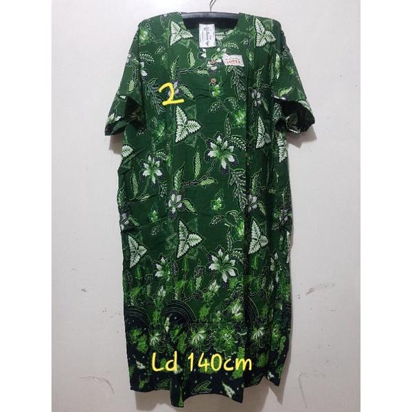 YULI - Daster kencana ungu  L5 JUMBO LD 135-150 CM PB 107 CM BATIK KU LEBEL PUTIH(KUP)-no 2