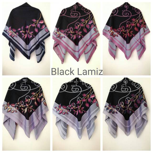 Jilbab  satin Azzura black Lamiz