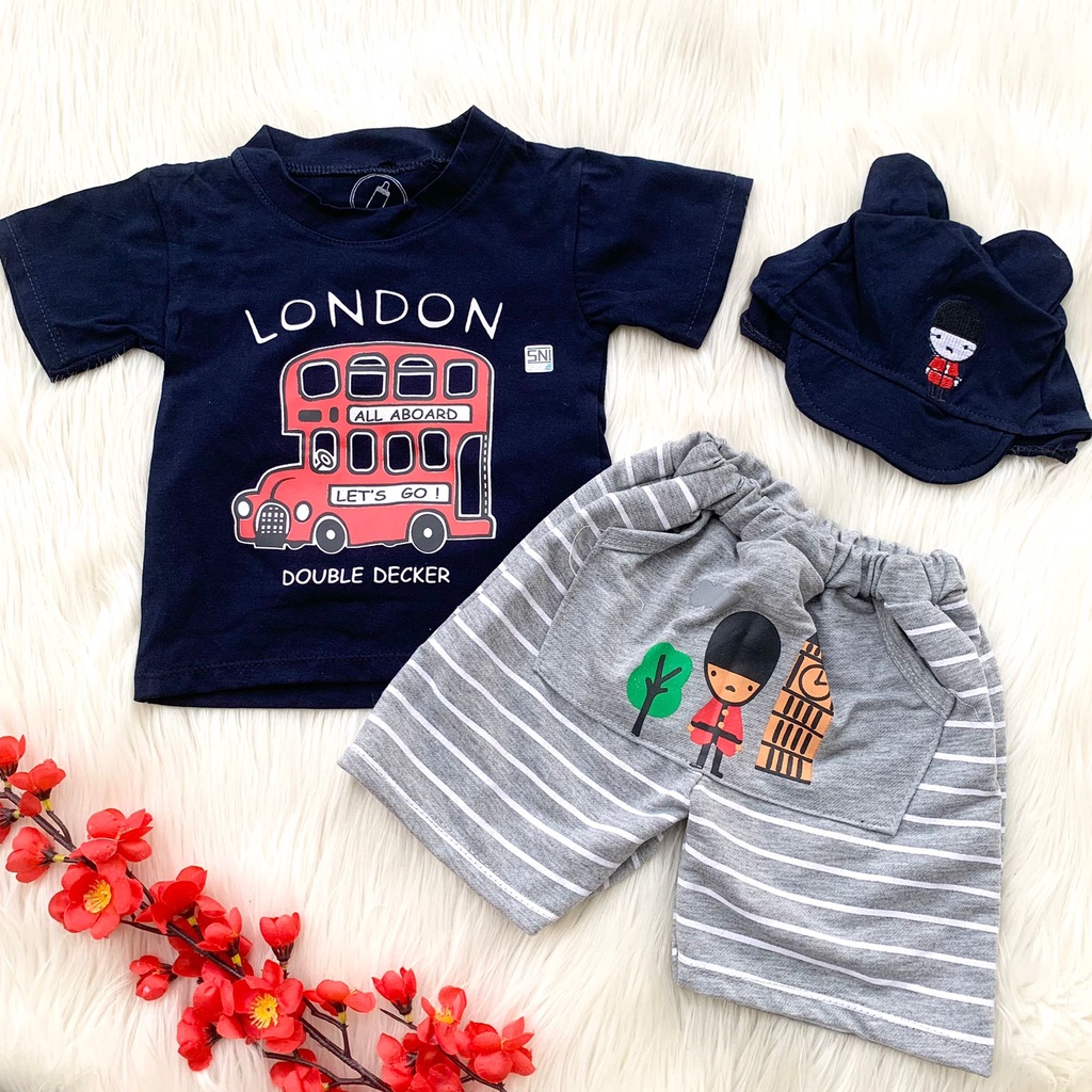 Baju setelan kaos celana kekinian fashion anak bayi cowok laki baby boy murah -sur