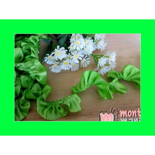 

Renda Kerut Satin 2,5 cm Hijau RKS-01 Buku Craft