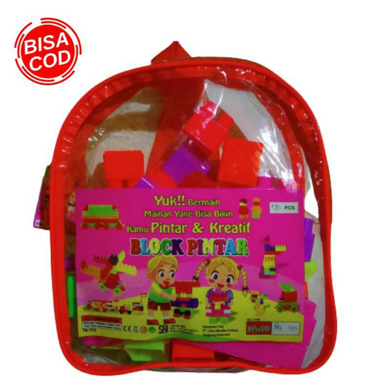 BALOK SUSUN ANAK TAS ISI 40 PCS MAINAN EDUKASI BLOCK